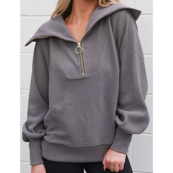 VARLEY Vine Ottoman Half Zip Pullover in Charcoal Size Medium - Picture 1 of 11